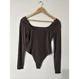 Lululemon Wundermost Square-Neck  Bodysuit Nulu Long Sleeve Expresso Size S